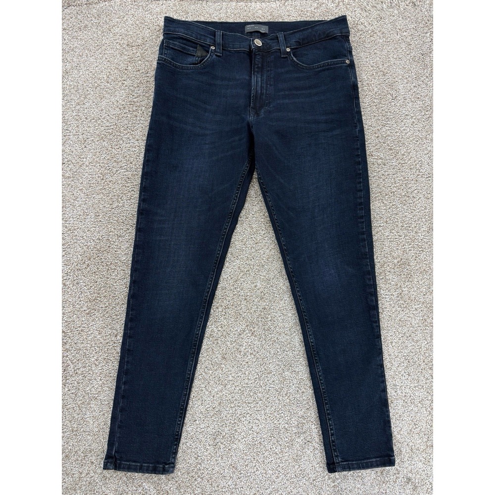 ZARA Man Indigo Skinny Jeans 32x28 Blue Dark Rinse Stretch Denim Made in Egypt